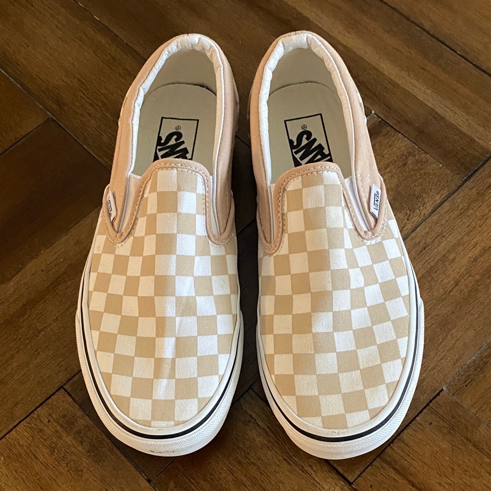 Vans Slip-On Checkered Sneakers - Dusty Rose and White